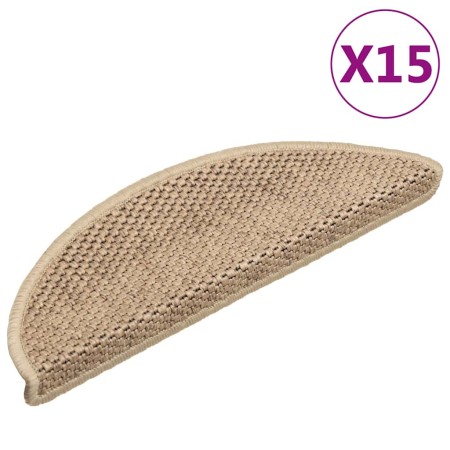 Alfombrilla autoadhesiva escalera sisal 15 uds arena 56x17x3 cm