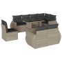Set muebles jardín 9 pzas y cojines ratán sintético gris claro