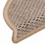 Alfombrilla autoadhesiva escalera sisal 15 uds beige 56x17x3 cm