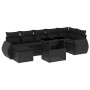 Set de sofás de jardín 8 piezas y cojines ratán sintético negro