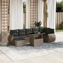 Set de sofás de jardín y cojines 8 piezas ratán sintético gris
