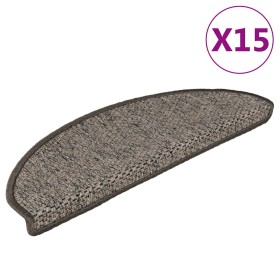 Alfombrillas autoadhesivas sisal 15 uds marrón beige 56x17x3 cm