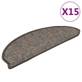 Alfombrillas autoadhesivas sisal 15 uds marrón beige 56x17x3 cm