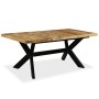 Kreuz-Esstisch aus massivem Mangoholz und Stahl 180 cm von vidaXL, Küchen- und Esstische - Ref: Foro24-244805, Preis: 422,16 ...