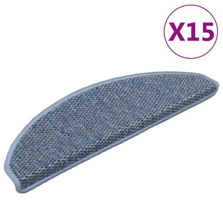 Alfombrilla autoadhesiva escalera sisal 15 uds azul 65x21x4 cm