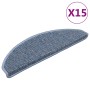 Alfombrilla autoadhesiva escalera sisal 15 uds azul 65x21x4 cm