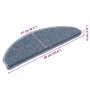 Alfombrilla autoadhesiva escalera sisal 15 uds azul 65x21x4 cm