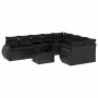 Set de sofás de jardín 10 pzas cojines ratán sintético negro