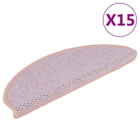 Alfombrilla autoadhesiva escalera sisal 15 uds rosa 65x21x4 cm