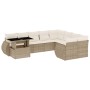 Juego de sofás jardín con cojines beige 10 pzas ratán sintético