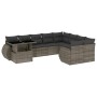 Set de sofás de jardín 10 pzas con cojines ratán sintético gris