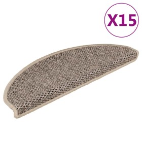 Alfombrilla autoadhesiva escalera sisal 15 uds beige 65x21x4 cm