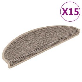 Alfombrilla autoadhesiva escalera sisal 15 uds beige 65x21x4 cm