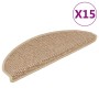 Alfombrilla autoadhesiva escalera sisal 15 uds arena 65x21x4 cm