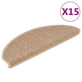 Alfombrilla autoadhesiva escalera sisal 15 uds arena 65x21x4 cm
