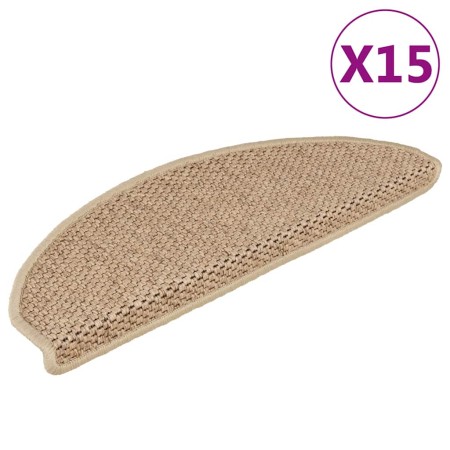 Alfombrilla autoadhesiva escalera sisal 15 uds arena 65x21x4 cm