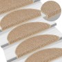 Alfombrilla autoadhesiva escalera sisal 15 uds arena 65x21x4 cm