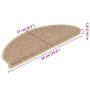 Alfombrilla autoadhesiva escalera sisal 15 uds arena 65x21x4 cm