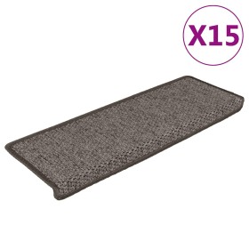 Alfombrilla autoadhesiva escalera 15 uds gris y beige 65x21x4cm