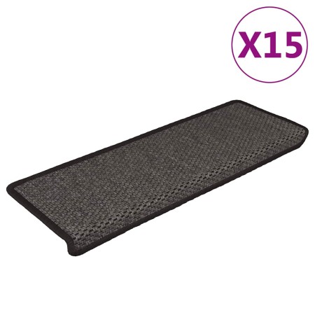 Alfombra autoadhesiva escalera sisal 15 uds antracita 65x21x4cm