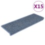 Alfombrilla autoadhesiva escalera sisal 15 uds azul 65x21x4 cm