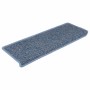 Alfombrilla autoadhesiva escalera sisal 15 uds azul 65x21x4 cm
