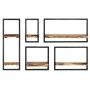 Conjunto estantes pared 5 piezas madera maciza acacia y acero