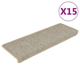 Alfombrillas autoadhesivas sisal 15 uds verde 56x17x3 cm
