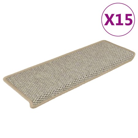 Alfombrillas autoadhesivas sisal 15 uds verde 56x17x3 cm