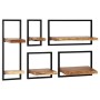 Conjunto estantes pared 5 piezas madera maciza acacia y acero