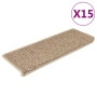 Alfombrilla autoadhesiva escalera sisal 15 uds arena 65x21x4 cm
