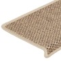 Alfombrilla autoadhesiva escalera sisal 15 uds arena 65x21x4 cm