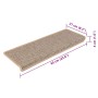 Alfombrilla autoadhesiva escalera sisal 15 uds beige 65x21x4 cm