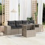 Set de sofás jardín y cojines 5 pzas ratán sintético gris claro