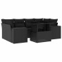 Set de sofás de jardín 7 pzas con cojines ratán sintético negro