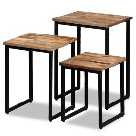 Stapelbare Couchtische 3 Einheiten aus massivem recyceltem Teakholz von vidaXL, Couchtisch - Ref: Foro24-245407, Preis: 125,0...