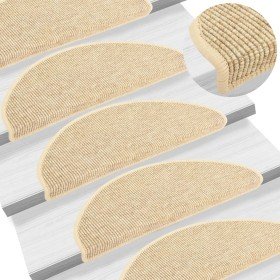 Felpudos para escaleras 15 uds 65x21x4 cm Beige Claro