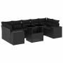 Set de sofás de jardín 8 piezas y cojines ratán sintético negro