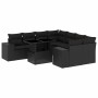Set de sofás de jardín 8 piezas y cojines ratán sintético negro
