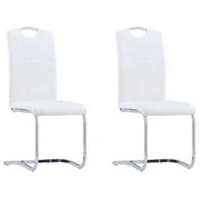 Cantilever dining chairs 2 units white synthetic leather by vidaXL, dining chairs - Ref: Foro24-281777, Price: 155,32 €, Disc...