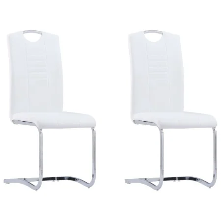 Cantilever dining chairs 2 units white synthetic leather by vidaXL, dining chairs - Ref: Foro24-281777, Price: 155,32 €, Disc...