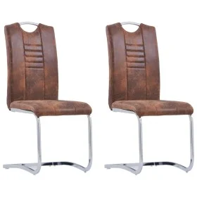 Cantilever dining chairs 2 pcs brown artificial suede leather by vidaXL, dining chairs - Ref: Foro24-281783, Price: 147,87 €,...