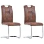Cantilever dining chairs 2 pcs brown artificial suede leather by vidaXL, dining chairs - Ref: Foro24-281783, Price: 147,87 €,...