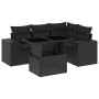 Set de muebles de jardín 5 pzas y cojines ratán sintético negro