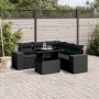 Set de sofás de jardín 6 piezas y cojines ratán sintético negro