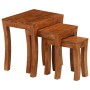 Mesas apilables 3 pzas madera maciza acacia marrón 50x35x50 cm