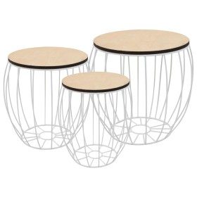 Set of 3 coffee tables made of poplar plywood and iron. by vidaXL, Coffee table - Ref: Foro24-246837, Price: 75,60 €, Discoun...