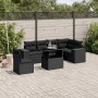 Set de sofás de jardín 7 pzas con cojines ratán sintético negro