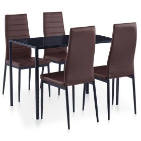 Conjunto de mesa y sillas de comedor 5 piezas marrón