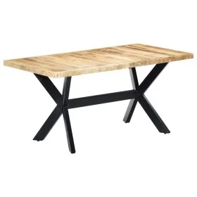 Solid rough mango wood dining table 160x80x75 cm by vidaXL, Kitchen and dining tables - Ref: Foro24-247433, Price: 327,69 €, ...
